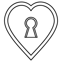Heart Lock Line Art for Romance Themes