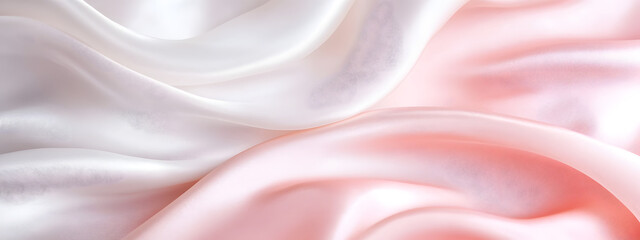 Obraz premium A close-up of the elegant curves and texture of light pink silk fabric 