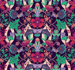 Vintage Floral Twisted Seamless Pattern for Fabric, Tapestry, Wallpaper, Packaging