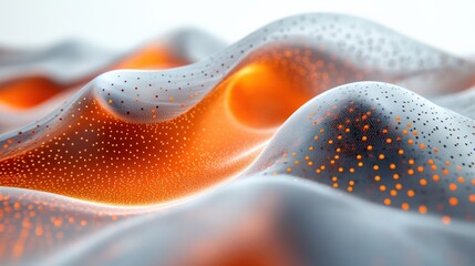 Obraz premium Abstract representation of flowing waves with orange and gray hues, showcasing fluid dynamics