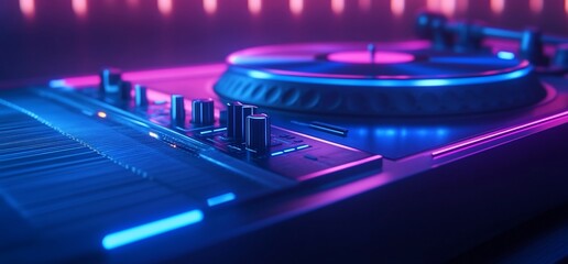 Neon-Lit Turntable, Immersive Experience in Sound and Vibrant Ambiance