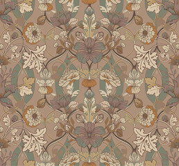 Vintage Floral Twisted Seamless Pattern for Fabric, Tapestry, Wallpaper, Packaging