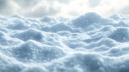 Piles of snow in winter storm png, realistic 3D illustration on transparent background. Windy frosty weather with blurred snowflakes flying in air. Panoramic North Pole landscape. Christmas fairy tale