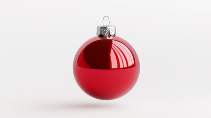 Festive red christmas ornament indoor setting product photography minimalist background close-up view holiday theme