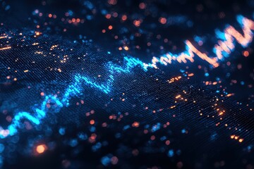 Obraz premium Digital visualization of a glowing financial data chart in blue and orange