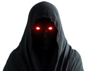shadowy ghost figure with glowing red eyes evokes sense of mystery and fear. This eerie presence is perfect for Halloween or horror themed projects