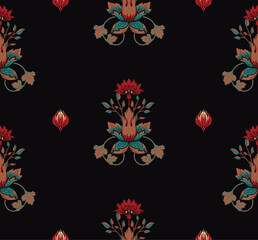 Seamless easy pattern with vintage elements in modern damask style