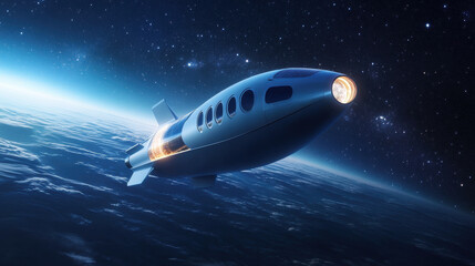 Fototapeta premium SpaceshipsoaringaboveEarth