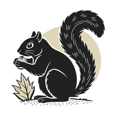 Obraz premium Elegance in Black Squirrel Silhouette Squirrel Icon