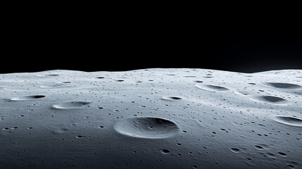 surface of moon is depicted with craters and gray texture, showcasing its unique landscape. image captures vastness and desolation of lunar environment