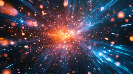 Fototapeta premium AbstractSpaceScenewithLightTrailsandStars