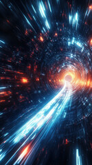 Obraz premium Abstractdigitaltunnelwithglowinglightstreaks