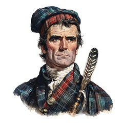 Obraz premium Portrait of a Highland Man in Traditional Tartan Clothing.