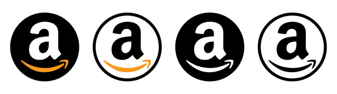 Set of round Amazon Appstore mobile app icons, isolated on transparent background, vector illustration. Amazon Appstore is an app store operated by Amazon.com