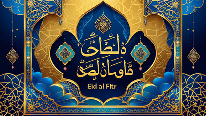 Eid Mubarak islamic design with arabic pattern and calligraphy