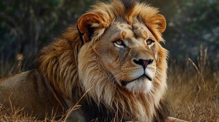 Fototapeta premium Amazing and dangerous image of lion