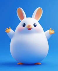 Fototapeta premium A detailed close-up of a white bunny set against a vibrant blue background, showcasing its soft fur and expressive features.