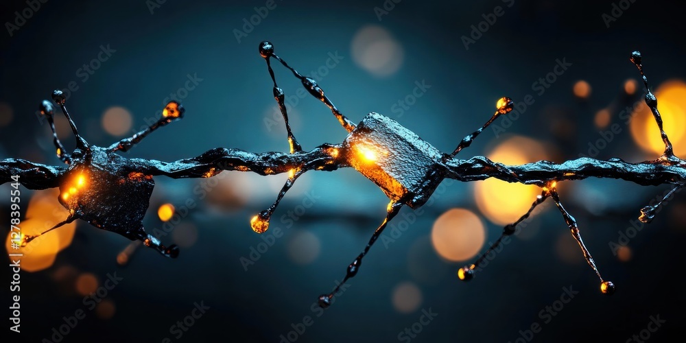 Poster Abstract representation of neural connections with glowing elements