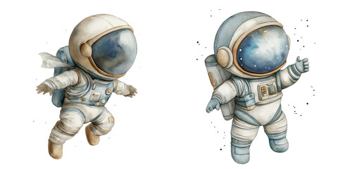 watercolor of a cute cartoon astronaut