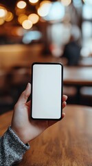 Empty Smartphone Screen in a Cafe - Modern Technology