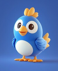 A detailed close-up of a vibrant blue bird featuring a striking yellow beak, showcasing its colorful plumage and intricate feather patterns.