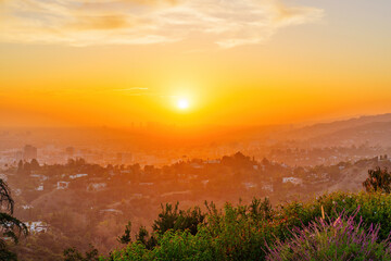 Enchanting Sunset Over Los Angeles from Griffith Observatory Outlook