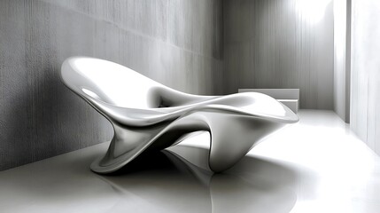 Modern Abstract Metallic Sculpture in Minimalist Setting