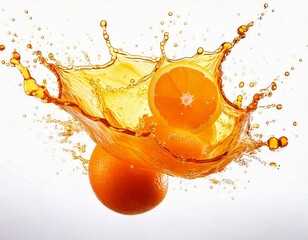 Pure and Natural Orange with Water Splash Representing Freshness and Health