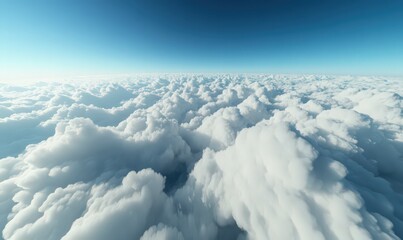 Fototapeta premium Aerial View of Expansive White Cumulus Clouds Under a Vivid Blue Sky