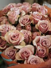 A large bouquet of roses