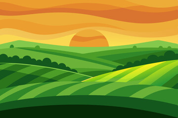 Obraz premium landscape with green field and blue sky