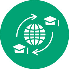 Student Exchange glyph circle icon