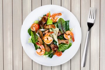 Fresh delicious salad with fresh vegetables