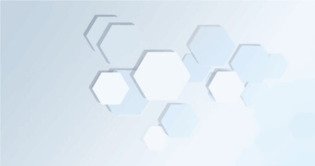 A futuristic abstract white background with a pattern of hexagons. The hexagons are arranged in a subtle, modern, and technological design, with soft blue gradients. The composition has a clean and mi
