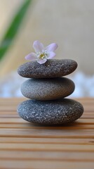 Obraz premium Zen Stones and Flower: A Peaceful Stillness