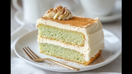 Pastel Green Pistachio Cake with Creamy Frosting