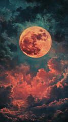 Fototapeta premium BloodMoonoverfierycloudscape
