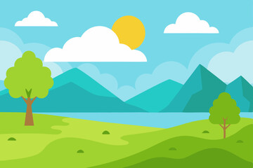 Fototapeta premium landscape with trees and mountains