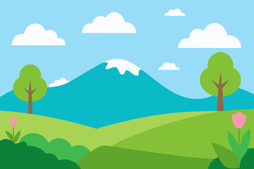 landscape with trees and mountains