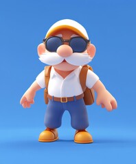 A detailed close-up of a cartoon character wearing a stylish hat and trendy sunglasses, showcasing vibrant colors and expressive features.