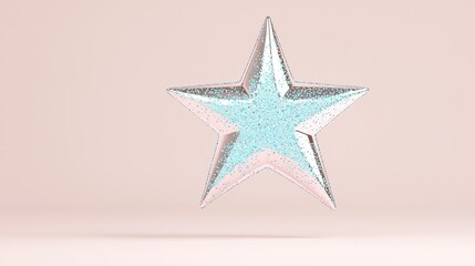 Obraz premium Glittering star decoration digital studio 3d render minimalist design close-up view creative concept
