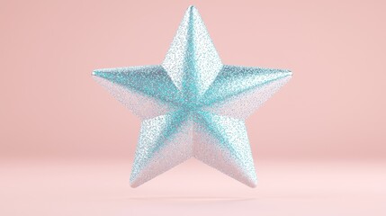 Obraz premium Sparkling 3d star decoration elegant studio digital art soft pink background contemporary design concept
