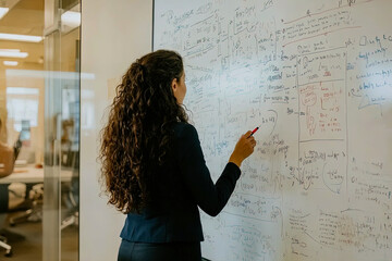 Businesswoman Writing on Whiteboard