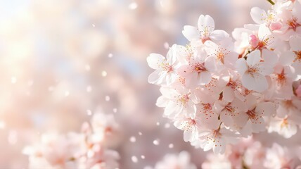 Delicate Pink Cherry Blossoms in Soft Sunlight