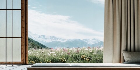 Minimalist Interior Mountain Meadow View