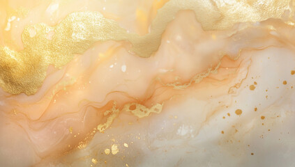 Obraz premium Elegant gold and peach marble texture with shimmering accents