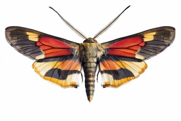 Hummingbird Moth Isolated on White Background - Macro Close-up of Insect with Detailed Wings and Antennae