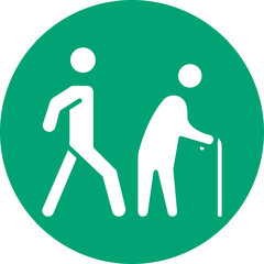 Elder Care Assistance glyph circle icon