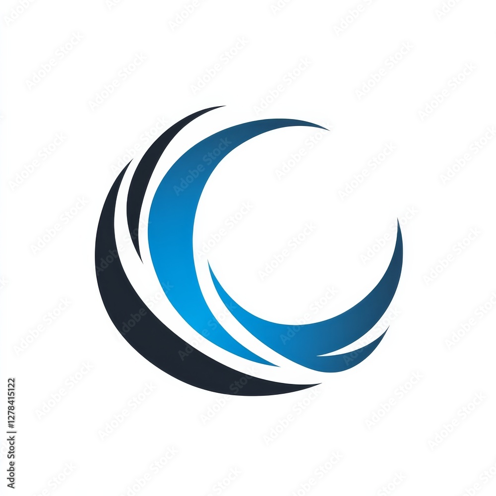 Aufkleber Abstract Blue Wave Circle Logo: Dynamic and Modern Design Element with Curved Lines