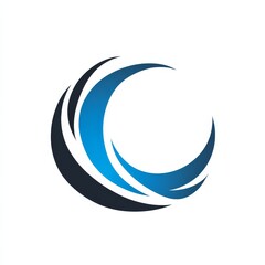 Naklejka premium Abstract Blue Wave Circle Logo: Dynamic and Modern Design Element with Curved Lines